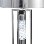 Benzara Metal Frame Table Lamp with Acrylic Accent and Tapered Shade, Chrome