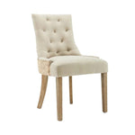 Benzara Fabric Upholstered Dining Chair with Scripted Back,Set of 2,Cream and Brown