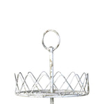 Benzara 3 Tier Metal Wire Stand with Lattice Design Sides, Antique White