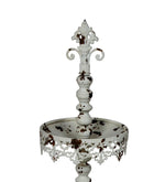 Benzara Rustic 3 Tier Iron Tray Rack with Spool Turned Design, Antique White