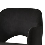Benzara Velvet Padded Accent Chair with Open Back and Angled Legs, Black and Gold