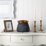 Stone Planter with Bronze Rim