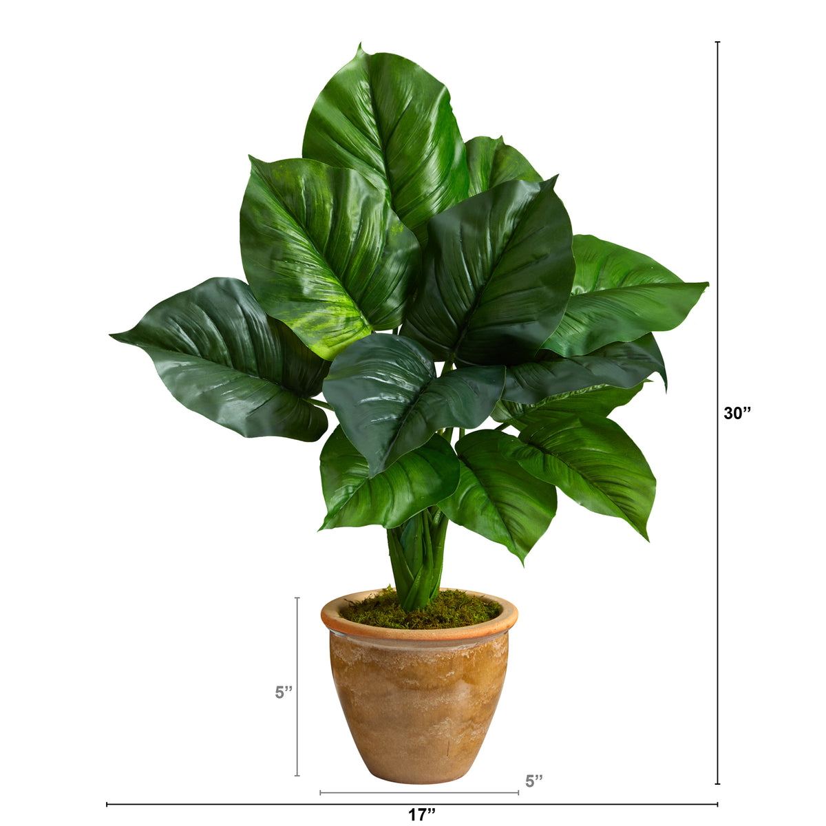 Nearly Natural 30in. Large Philodendron Leaf Artificial Plant in Decorative Planter