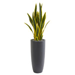Nearly Natural 9074 3' Artificial Green Sansevieria Plant in Gray Bullet Planter