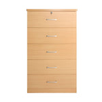 Better Home Products Olivia Wooden Tall 5 Drawer Chest Bedroom Dresser In Beech
