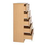Olivia Wooden Tall 5 Drawer Chest Bedroom Dresser In Beech