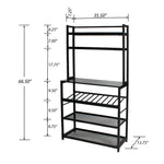 Better Home Products 616859965478 6 Tier Metal Kitchen Baker's Rack With Wine Rack In Black