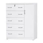 Better Home Products 616859964389 JCF Sofie 5 Drawer Wooden Tall Chest Wardrobe In White