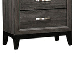 Benzara 2 Drawer Nightstand with Grain Details and Tapered Legs,Dark Gray and Black
