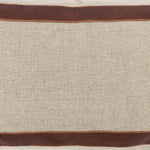 Benzara Fabric Pillow with Leatherette Accents, Cream and Brown