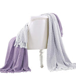 Benzara Amalfi Cotton Throw with Mosaic Pattern, Set of 2, Purple
