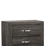 Benzara 2 Drawer Nightstand with Grain Details and Tapered Legs,Dark Gray and Black