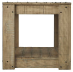 Benzara Plank Design Wooden Rectangular End Table with Weathered Look, Brown