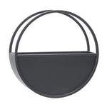Benzara Round Shaped Wall Planter with Metal Frame, Set of 2, Black