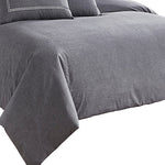 Benzara 6 Piece King Cotton Comforter Cover Set with Cross Woven Texture, Gray