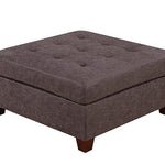 Benzara Contemporary Leatherette Rectangular tufted Ottoman, Dark Brown