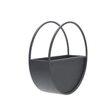 Benzara Round Shaped Wall Planter with Metal Frame, Set of 2, Black