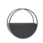 Benzara Round Shaped Wall Planter with Metal Frame, Set of 2, Black