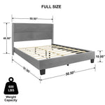 Better Home GIULIA-46-VEL-GRY Giulia Full Gray Velvet Upholstered Platform Panel Bed