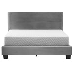 Better Home Giulia Full Gray Velvet Upholstered Platform Panel Bed