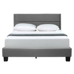 GIULIA-50-FL-GRY Giulia Queen Gray Faux Leather Upholstered Platform Bed