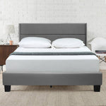 Giulia Queen Gray Faux Leather Upholstered Platform Bed