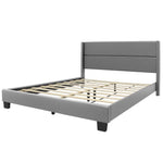 Better Home Products GIULIA-50-FL-GRY Giulia Queen Gray Faux Leather Upholstered Platform Bed