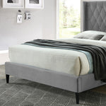 Better Home Products 616859963832 Amelia Velvet Tufted Full Platform Bed In Gray