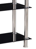 Better Home Jane Decorative Glass 4 Tier Shelves Bookcase Silver Chrome