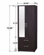 Better Home Products NW108-M-TOB Grace Armoire Wardrobe With Mirror & Drawers In Tobacco