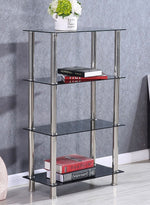 Jane Decorative Glass 4 Tier Shelves Bookcase Silver Chrome