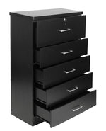 Better Home Florence Wood 5 Drawer Dresser For Bedroom In Black