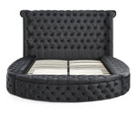 Better Home BHP-ELIZ-50-ROUND-BLK Elizabeth Upholstered Round Storage Queen Bed In Black