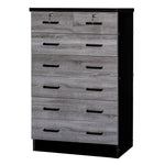 Better Home Products WC-7-GRY-BLK Cindy 7 Drawer Chest Wooden Dresser In Gray & Black