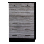 Better Home WC-7-GRY-BLK Cindy 7 Drawer Chest Wooden Dresser In Gray & Black