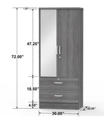Better Home NW108-M-GRY Grace Armoire Wardrobe With Mirror & Drawers In Gray