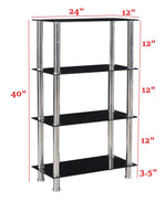 Jane Decorative Glass 4 Tier Shelves Bookcase Silver Chrome