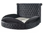 Better Home Products BHP-ELIZ-50-ROUND-BLK Elizabeth Upholstered Round Storage Queen Bed In Black