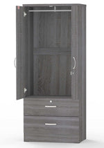 Better Home Grace Armoire Wardrobe With Mirror & Drawers In Gray
