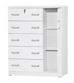 Better Home Products JCF Sofie 5 Drawer Wooden Tall Chest Wardrobe In White
