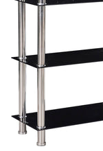 Better Home 616859963733 Jane Decorative Glass 4 Tier Shelves Bookcase Silver Chrome