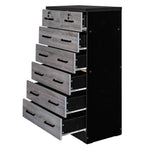 Cindy 7 Drawer Chest Wooden Dresser In Gray & Black