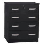 Better Home Products 673400596345 Cindy 4 Drawer Chest Wooden Dresser With Lock In Black