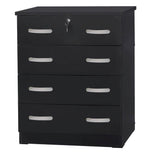 Cindy 4 Drawer Chest Wooden Dresser With Lock In Black