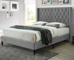 Better Home Products 616859963832 Amelia Velvet Tufted Full Platform Bed In Gray
