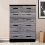 Better Home Products WC-7-GRY-BLK Cindy 7 Drawer Chest Wooden Dresser In Gray & Black