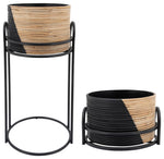 Sagebrook Home 15639 Set of 2 Round Planter Stands, Black/Brown