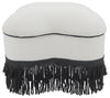 Sagebrook Home 16737-01 Clover Ottoman With Black Fringes, White