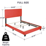 Products PANEL-46-RED-4SLTS Nora Erin Faux Leather Upholstered Full Panel Bed In Red