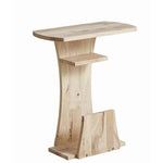 Benzara Wooden Table with Open Shelf and Magazine Rack, Light Brown